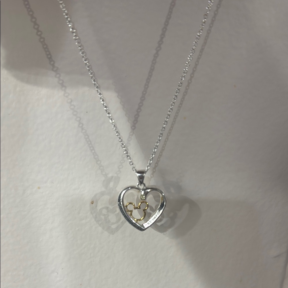 Silver and Gold Heart Pendant Necklace